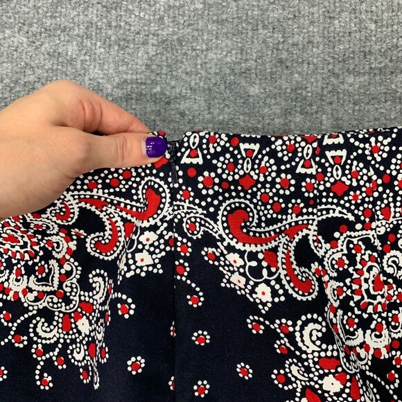 Talbots Bandana Print Mini Skirt Womens 10 Navy Red Back Zip Lined Stretch - Picture 9 of 11